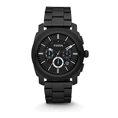 Imagen de Fossil Reloj para hombre Machine, movimiento cronógrafo de cuarzo, 45mm Caja acero Negro con correa acero, FS4552IE, 45MM, Azabache