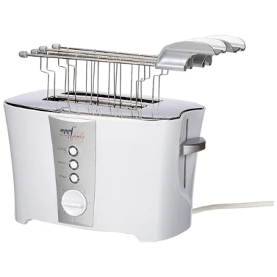 Imagen de Melchioni Family 118310008 Tostadora TOSTO con Pinzas para Tostar, Expulsión Automática, 2 Ranuras, 7 Niveles de Tostado, Función Descongelación, Potencia 600W, 600 W, Plastica, Blanco