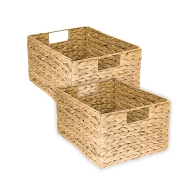 Imagen de HMF Cesta plegable trenzada de algas marinas jacinto agua, juego 2, tamaño L, 36 x 28 20 cm