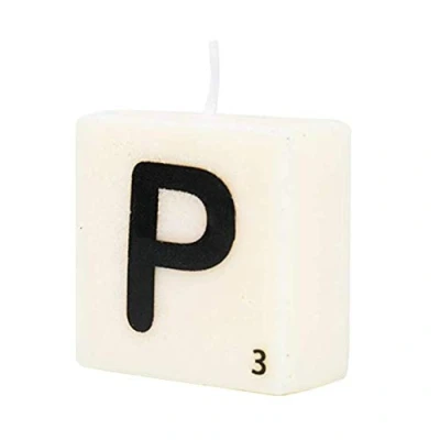 Imagen de PD Party 7040026 Vela de Letra tipo Scrabble Fiesta Decoraciones Ambiente P, Crema/Negro, 4cm Longitud x Ancho 2cm Altura