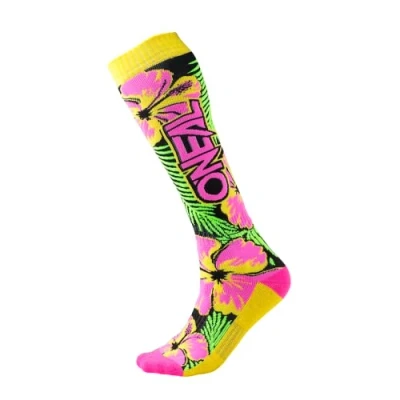 Imagen de O&#039;Neal Calcetines de motocross montaña MTB FR Absorción del sudor, zona talón y la suela reforzada Pro MX Island Unisex Adulto Rosa Verde Amarillo Talla única