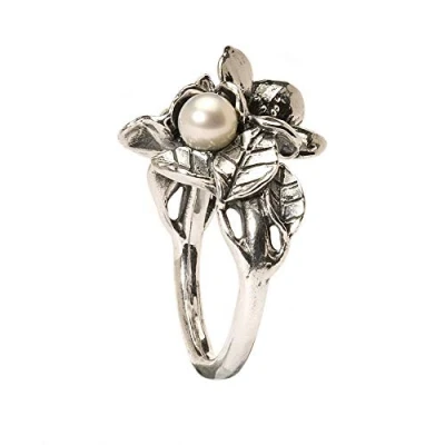 Imagen de Trollbeads Anillo de Mujer Hawthorn with Pearl Plata 925 Talla 55 (17,5) TAGRI 00225