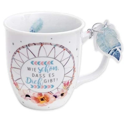 Imagen de GRUSS &amp; CO Taza con diseño de atrapasueños, porcelana, 40 cl, regalo para novia, colega, educadora 45692