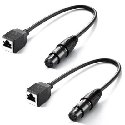 Imagen de Neewer 5 Pines DMX XLR Hembra a RJ45 Cable, Paquete de 2 Conector Adaptador solo para Tubo Luz RGB TL60/TL90C/TL120C y DMX512 Controlador Consola, 1ft/35cm, NC007