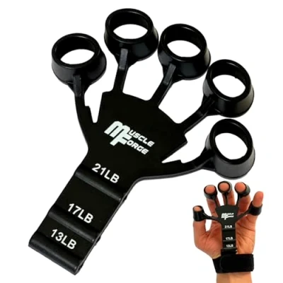Imagen de MuscleForge® Finger Trainer, Extensor de Dedos para Fortalecer la Fuerza Agarre y Rehabilitación, Pinza Silicona Dedos, 3 Niveles Ajuste, Exerciser Entrenamiento Antebrazos