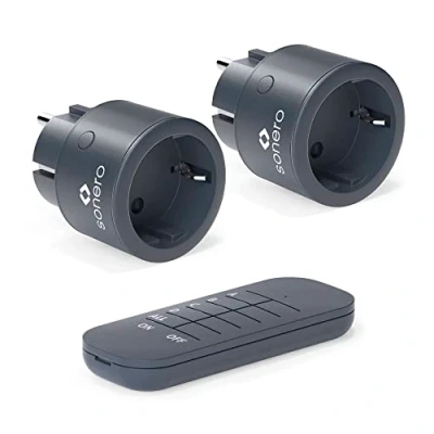 Imagen de sonero® set di prese radio 2300 watt 1x telecomando, 2x per uso interno, portata 30 m, antracita