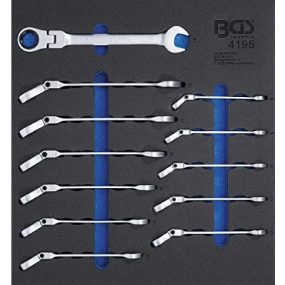 Imagen de BGS 4195 Bandeja para carro 2/3: Llaves combinadas con carraca ajustable 8 19 mm 12 piezas