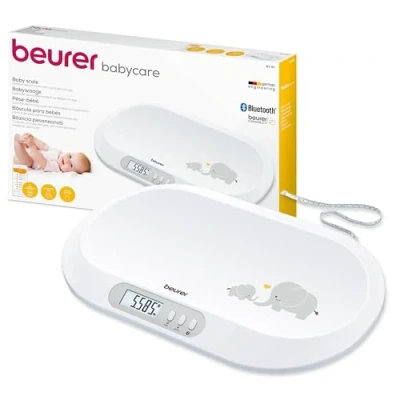 Imagen de Beurer BY 90 Báscula para bebés con aplicación (iOS + Android) cinta métrica integrada, capacidad de carga 20 kg y función retención que dan patadas