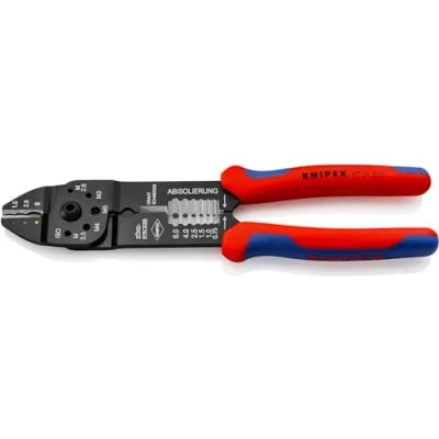 Imagen de Knipex Alicate para crimpar terminales negro, lacado, con fundas multicomponentes 230 mm (cartulina autoservicio/blíster) 97 21 215 SB