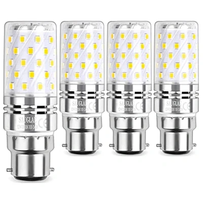 Imagen de SAUGLAE LED Maíz Bombilla 12W, 100W Incandescente Bombillas Equivalentes, 3000K Blanco Cálido, 1450lm, B22 Gorra Bayoneta, 4 Pack