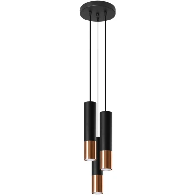 Imagen de SOLLUX lighting Loopez Spotlight Lámpara De Pared, Pantalla Cilíndrica + Combinación 2 Metales, Bombilla GU10 Reemplazable, 3x40 W, Acero, Negro y