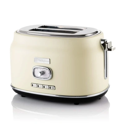 Imagen de Tostadora retro Westinghouse WKTTB857WH color blanco, capacidad 2 rebanadas, 5 configuraciones y función autocentrante, rejilla de calefacción bandeja migas extraíble.