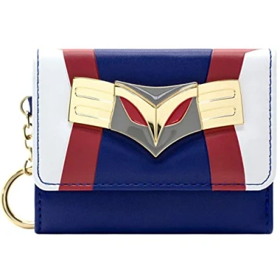 Imagen de My Hero Academia All Might Traje Emblema Metálico Cartera Tri Fold Bolsillo para Monedas &amp; Tarjetero, Azul
