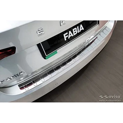 Imagen de Avisa Protector del Parachoques Trasero Inoxidable Compatible con Skoda Fabia IV Hatchback 2021 &#039;Ribs&#039;