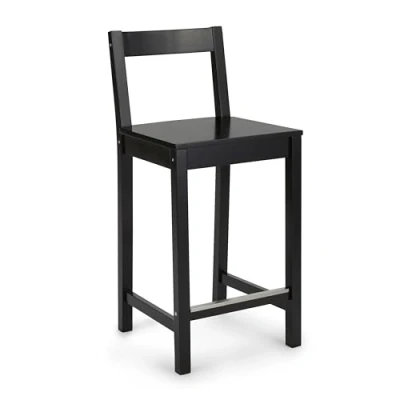 Imagen de Amazon Basics Silla tipo taburete con respaldo, madera, negro, 1 unidad
