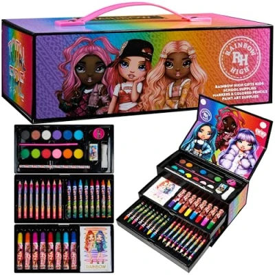 Imagen de RAINBOW HIGH Set Arte para Niñas Más de 40 Piezas, Estuche Pinturas, Lápices Colores, Marcadores y Suministros Regalos Navidad