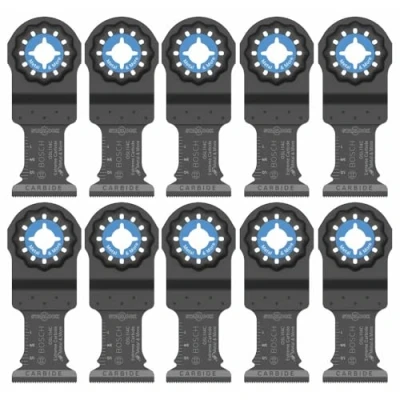 Imagen de BOSCH Starlock OSL114C 10 Paquete de cuchillas oscilantes multiherramienta metal y más carburo para cortar barras hierro, metal, madera con clavos, paneles yeso azulejos