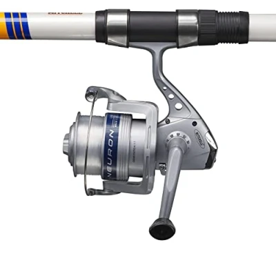 Imagen de Mitchell Neuron Combo de caña Pescar y Carrete, Combos giratorios, Pesca en mar Barco, caballa, abadejo, Bacalao, platija blanqueo, Unisex, Blanco/Azul, 3,90 m 80 150 g
