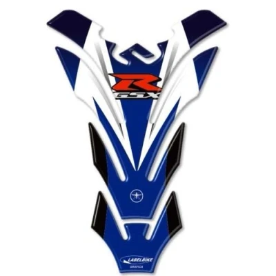 Imagen de labelbike Protector Pegatina 3D Depósito Moto compatible con Suzuki GSX R gráficos azul y rojo