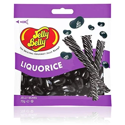 Imagen de Jelly Belly Beans, grajeas con sabor a regaliz, Caramelos masticables en forma de judías bolsa 70 gramos