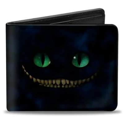Imagen de Buckle Down Ojos y Dientes de Gato Cheshire Tim Burton + Pose árbol Accesorio Viaje Billetera Plegable, Multicolor, Default Size para Hombre