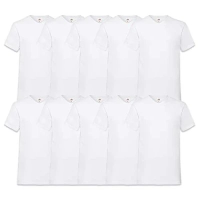 Imagen de Fruit of the Loom Camiseta Valueweight de Cuello en V para Hombre (10 Unidades), Blanco, XXXXXL
