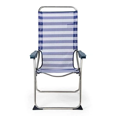 Imagen de Solenny Silla de Playa Plegable Reclinable 5 Posiciones con Respaldo Anatómico 67x63x114 cm