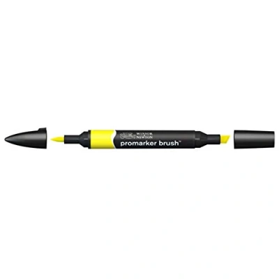 Imagen de Winsor &amp; Newton Promarker Brush Rotulador Doble Punta, Punta Pincel, Tinta Base Alcohol, Color Yellow (y657)