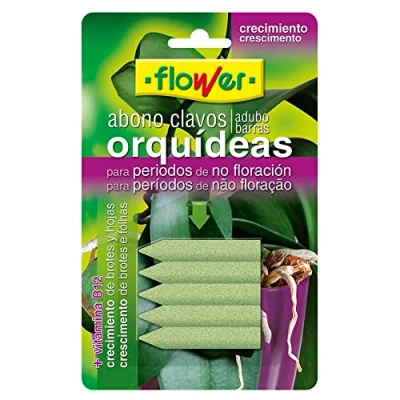 Imagen de Flower Abono en Clavos para Orquídeas Estimula Crecimiento de Brotes y Hojas Contiene Vitamina B12 Ideal Periodos No Floración, Tamaño: 16x1x10 cm, Material: