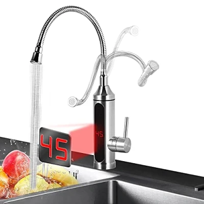 Imagen de Eléctrico Instantaneo Grifo Agua Calentador, Caliente, 220V 3300W Fregadero de Cocina, Calentador Electrico Con Lavabo 360 Flexible Rotación