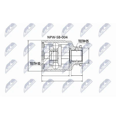 Imagen de NTY NPW SB 004 Junta Homocinética lado de engranaje, Eje delantero, derecha, izquierda SUBARU: Forester I, Impreza II Berlina