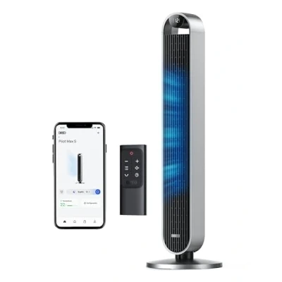 Imagen de Dreo 25dB Ventilador de Torre con Mando a Distancia, Silencioso 7,9 m/s Velocidad, Oscilante 120 12 Velocidades, 4 Modos, Temporizador horas, pie, Potencia 36W