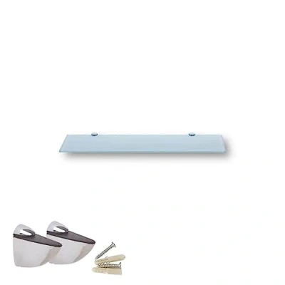 Imagen de Euro Tische estantería de pared cristal 40 x 17,8 cm, para baño, ducha con seguridad templado 6 mm y soportes metal, varios tamaños (blanco)