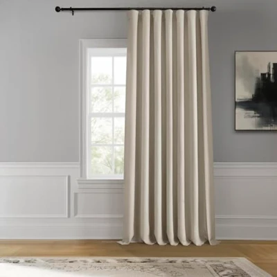 Imagen de HPD Half Price Drapes BOCH LN DW P LN1856 108 Cortina de Lino Extra Ancha para oscurecer la habitación (1 Panel) 100 x 108, Color Abedul, Mezcla poliéster, W 100&quot; L 108&quot; Panels)