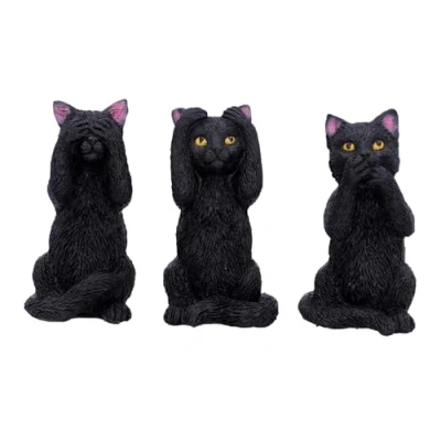 Imagen de Nemesis Now U4802P9 Tres Gatos sabios de 8,5 cm, Color Negro