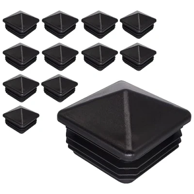 Imagen de SKIR&#039;CO 12 tapones cuadrados de plástico 60 x mm, tapas extremo tubo, poste valla, insertos tubo cuadrados, color negro RAL 9005