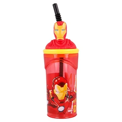 Imagen de Stor Vaso Infantil Reutilizable con Pajita y Tapa figurita 3D Capacidad de 360 ml los Vengadores Avengers Comic Heroes Iron Man
