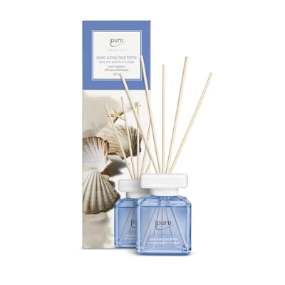 Imagen de ipuro Esencial Ambientador Sunny Beachtime 100 ml con pomelo, limón y almizcle blanco Difusor varillas para el hogar