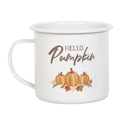 Imagen de Something Different Wholesale Taza esmaltada Hello Pumpkin de otoño para regalos temporada y decoración del hogar