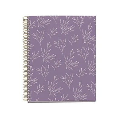 Imagen de Miquelrius Cuaderno A5 Reciclado , Cuadrícula 5mm 120 Hojas de 70 g/m² 4 Franjas Color Espiral Colección Garden Memories Flores Lila