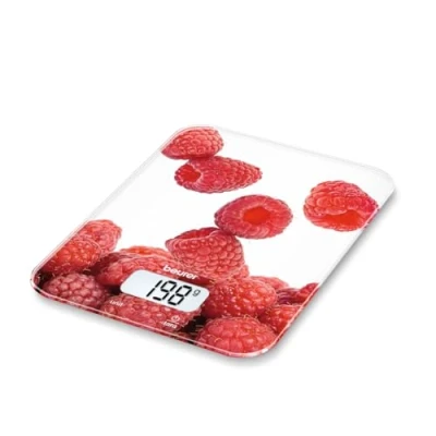 Imagen de Beurer KS19 Balanza de cocina, 5 kg/1 gr, botón táctil, diseño frambuesa s