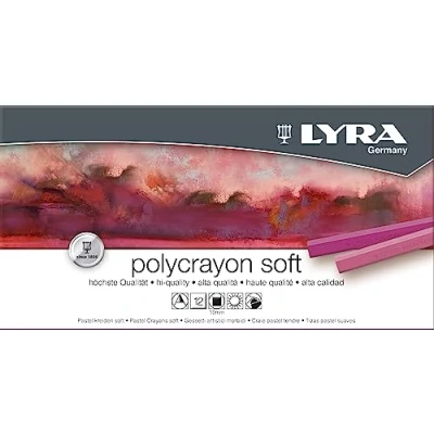 Imagen de Lyra Polycrayons Soft Estuche 12 tizas artísticas de alta suavidad, dimensiones 7 cm x 1 cada una, colores intensos