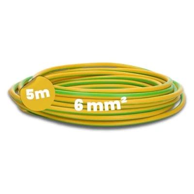 Imagen de Kalitec 5 metros H07V K 6 mm² verde y amarillo Cable de Cableado I flexible tierra Conductor protección mm2 PVC trenzado individual fino