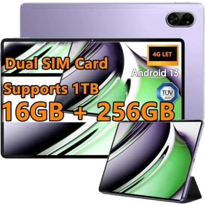 Imagen de Tablet Android de 10,1 pulgadas 16 GB + 256 GB, Octa Core, 1TB TF Extend,2,5 GHz, tarjeta SIM dual, cámara 8 MP+13 MP, 4G LTE, WiFi, Type C (morado)