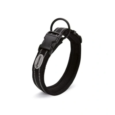 Imagen de Record Collar Perro Andes Fabricado en Nylon Resistente Detalles Reflectantes Clip de Cierre plástico Color Negro Talla XS 1,5 cm Circunferencia 30 35