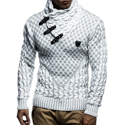 Imagen de Leif Nelson MIT Schalkragen Jersey de punto ecrugrau, Hombre, Talla: XXL, Ecru grau