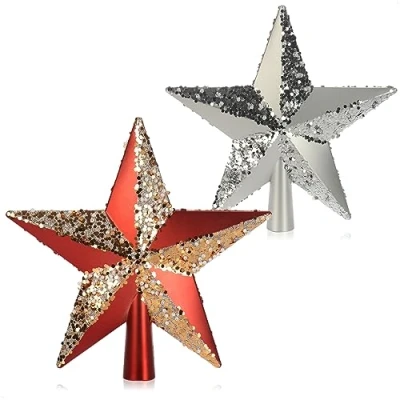 Imagen de com four® 2X Copas de árbol Navidad en Forma Estrella para la Copa del Adornos árboles plástico