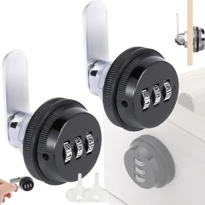 Imagen de 2 Piezas Combinacion Cam Lock,Cerradura de Buzón Combinación,Cerradura Vombinación Cajón,para Caja Herramientas Gabinete Cajones Oficina(Negro)