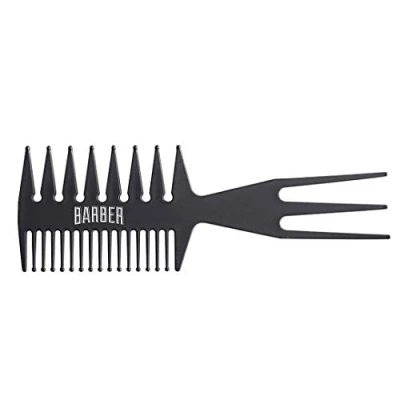 Imagen de BARBER MARMARA Barbershop 034 peine de peluquería para cabello y barba, resistente, flexible, antiestático, doble cara, resistente al calor