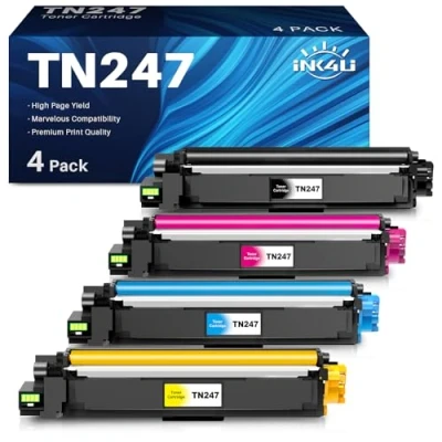 Imagen de INK4U TN247 TN243CMYK Cartucho de Toner Compatible para Brother TN 243CMYK DCP L3550CDW MFC L3750CDW L3770CDW L3710CW L3510CDW HL L3210CW ( TN247BK TN247C TN247Y TN247M, 4 Toner)